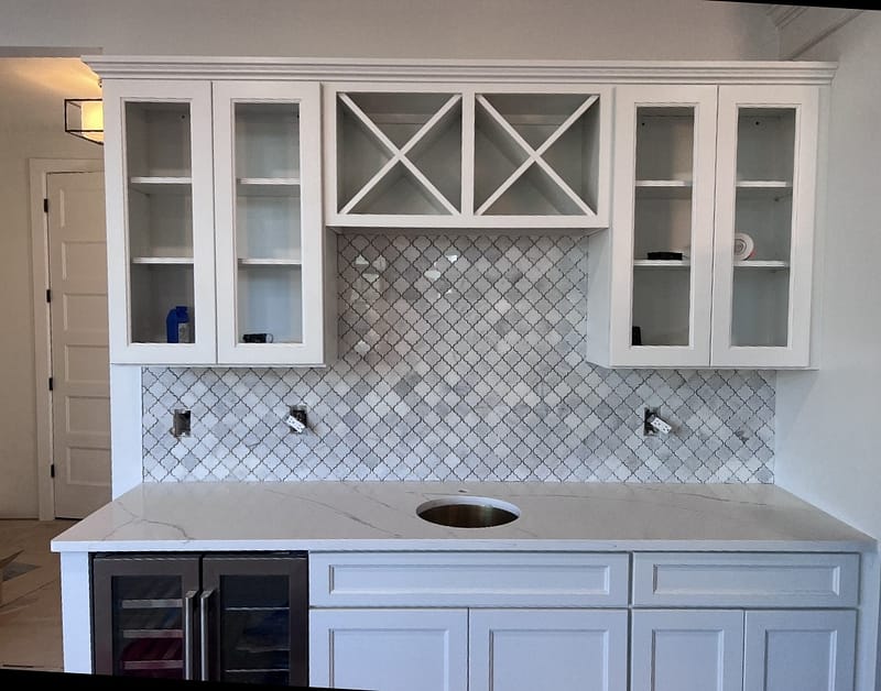 Dublin Ohio kitchen renovation with upgraded cabinets, countertops, and lighting